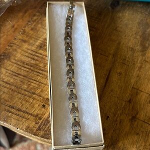 Men's Black and Silver Bracelet